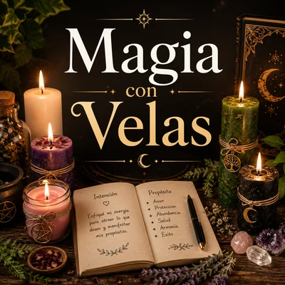 Velas rituales de colores sobre fondo negro