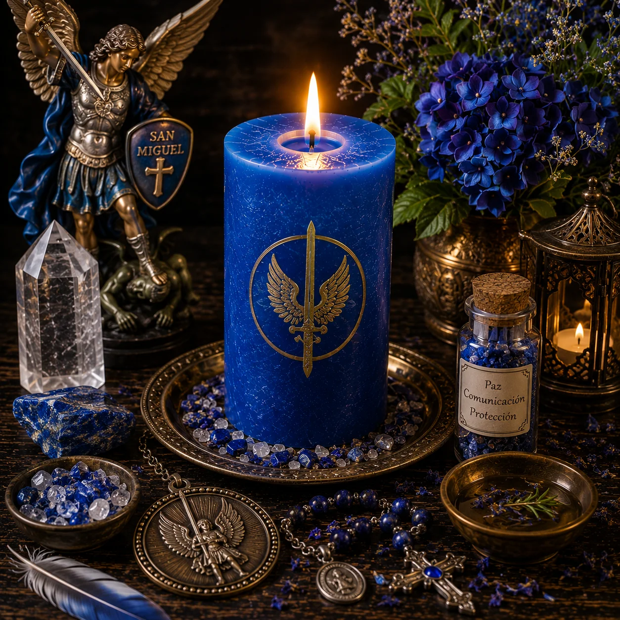 Vela azul para paz, serenidad, comunicación y protección