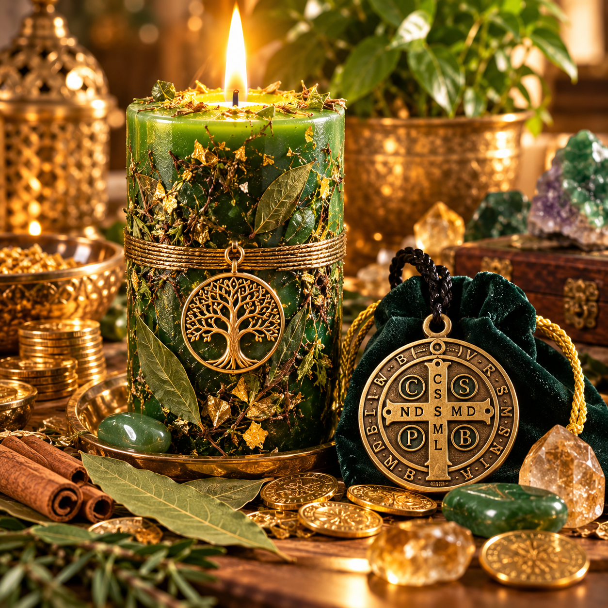 kit-limpieza-energetica-prosperidad 5 Vela de la Abundancia + Amuleto