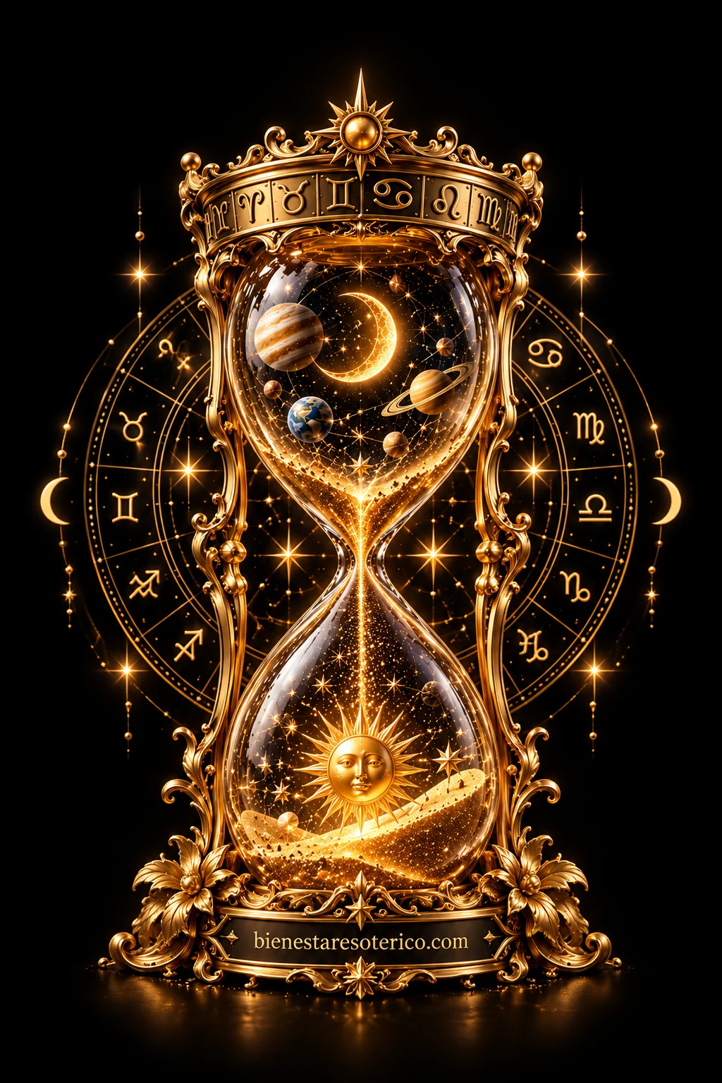 Rueda zodiacal con los signos y planetas